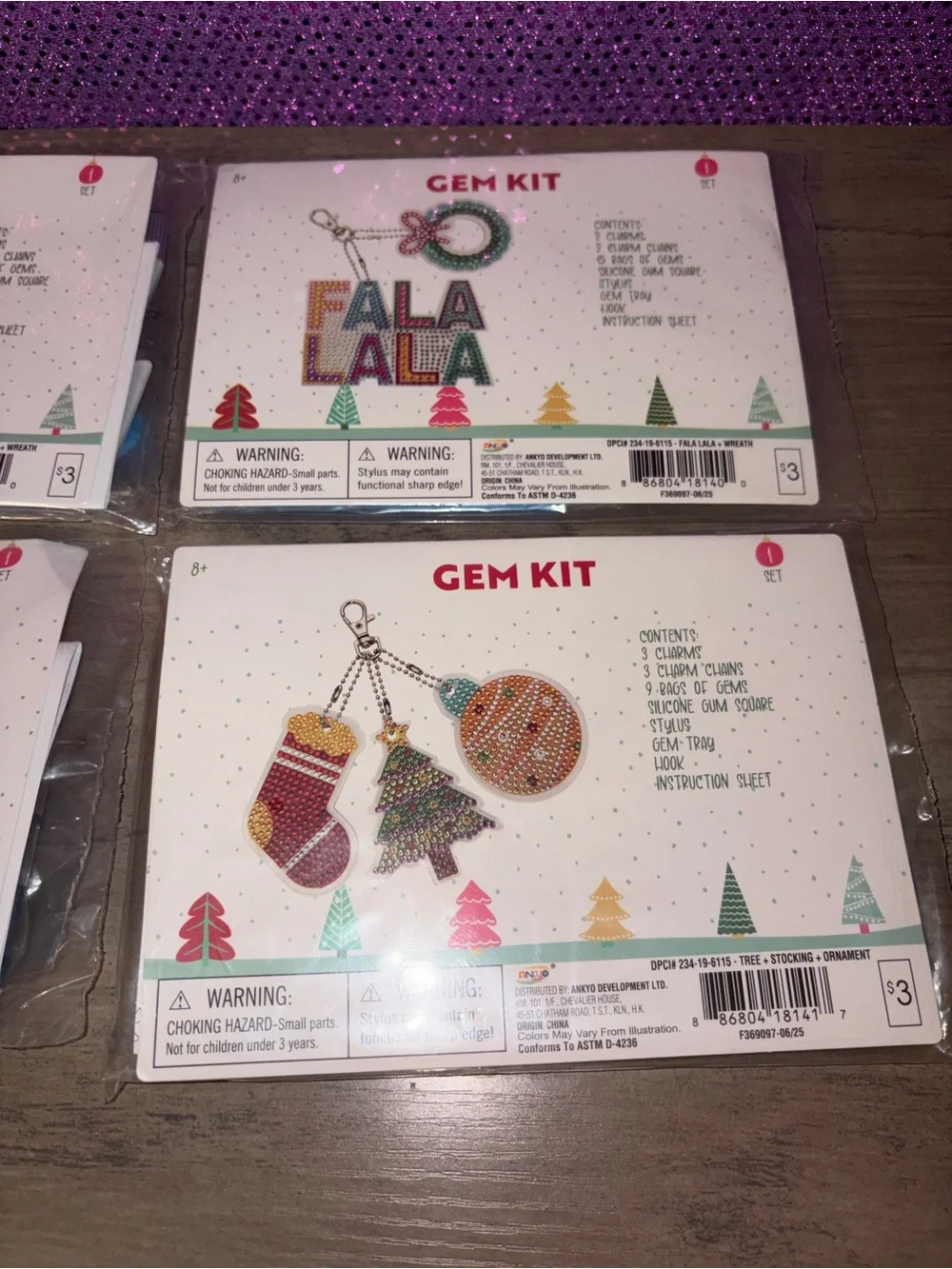 🏝️🎉🎄Holiday Diamond Art Gem Kit Bundle of 4 Christmas Charms DIY Craft Set